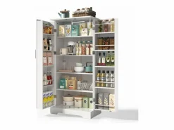 ModernLuxe Buffet de cocina 60×35×128 cm - con sensor de luz LED - con 2 puertas - con estantes -