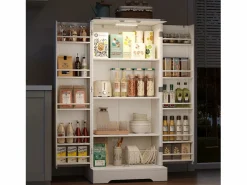 New Buffet de cocina 60×35×128.5 cm - con LED - 2 puertas con estantes - Aparador De Cocina