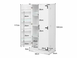 New Buffet de cocina 60×35×128.5 cm - con LED - 2 puertas con estantes - Aparador De Cocina