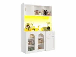 Hot Buffet de cocina 120×35×167 cm - con iluminación LED - 1 cajón y 5 puertas - estantes ajustables - Aparador De Cocina