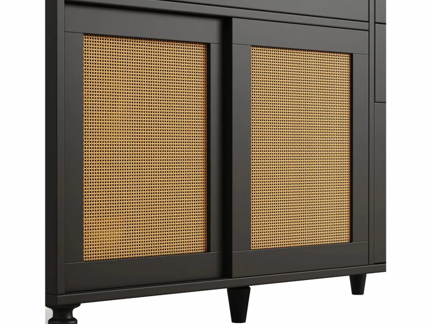 ModernLuxe Buffet de cocina 120×45×195,5 cm - con iluminación LED - 3 cajones y 6 puertas - estantes ajustables -