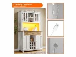 Online Buffet de cocina con LED - Alto 180cm - gran espacio de almacenamiento - & Natural Aparador De Cocina