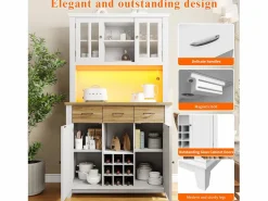 Online Buffet de cocina con LED - Alto 180cm - gran espacio de almacenamiento - & Natural Aparador De Cocina
