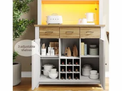 Online Buffet de cocina con LED - Alto 180cm - gran espacio de almacenamiento - & Natural Aparador De Cocina