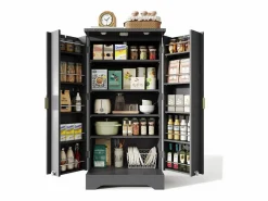 Outlet Buffet de cocina moderno 60,5x40x120cm - con luz detector LED - con 2 puertas y un portaespecias - Aparador De Cocina