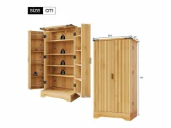 ModernLuxe Buffet de cocina moderno 60,5x40x120cm - con luz detector LED - con 2 puertas y un portaespecias - Natural