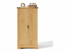 ModernLuxe Buffet de cocina moderno 60,5x40x120cm - con luz detector LED - con 2 puertas y un portaespecias - Natural