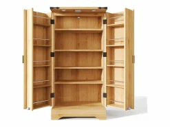 ModernLuxe Buffet de cocina moderno 60,5x40x120cm - con luz detector LED - con 2 puertas y un portaespecias - Natural