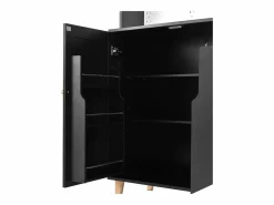 ModernLuxe Buffet de cocina moderno 120x40x184cm - con toma de corriente y portacopas de vino - con 3 cajones y 5 puertas -