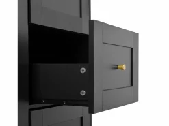 ModernLuxe Buffet de cocina moderno 120x40x184cm - con toma de corriente y portacopas de vino - con 3 cajones y 5 puertas -
