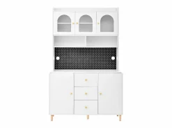 ModernLuxe Buffet de cocina moderno 140x40x190cm - con estantes abiertos - con 3 cajones y 5 puertas -