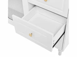 ModernLuxe Buffet de cocina moderno 120x40x138.5cm - con toma de corriente y portacopas de vino - con 3 cajones y 2 puertas - Blanco