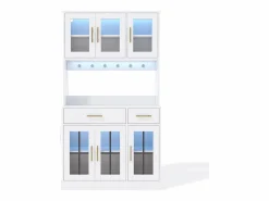 Hot ModernLuxe Buffet de cocina moderno 100x40x180cm - con toma de corriente y LED - con 2 cajones y 6 puertas - Blanco