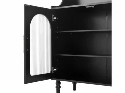Best Buffet de cocina moderno 120x40x138.5cm - con toma de corriente y portacopas de vino - con 3 cajones y 2 puertas - Negro Aparador De Cocina