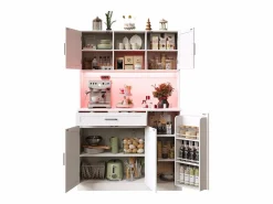 Outlet Buffet de cocina 110x38x180 cm - 5 puertas y 1 cajón - estante para especias - con iluminación LED y toma de corriente - Aparador De Cocina