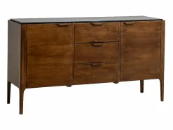 Best Buffet de Mármol Negro y Madera de Mango Roch - Estilo Vintage y Contemporáneo Aparador