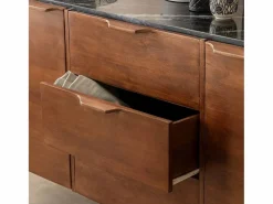 Best Buffet de Mármol Negro y Madera de Mango Roch - Estilo Vintage y Contemporáneo Aparador