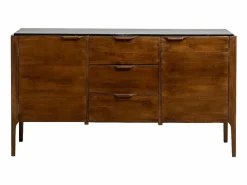 Best Buffet de Mármol Negro y Madera de Mango Roch - Estilo Vintage y Contemporáneo Aparador