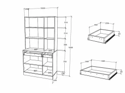 Buffet Hugo haaus, Roble Artisan/Blanco, 100 x 44 x 188 cm