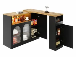 ModernLuxe Buffet、Mueble de barra corrediza de MDF - Con LED y gamas varias -