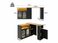 ModernLuxe Buffet、Mueble de barra corrediza de MDF - Con LED y gamas varias -