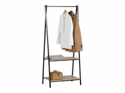 Clearance Burro de ropa 2 estantes melamina y metal roble cambrian negro 64x150x40 cm Burro Para Ropa