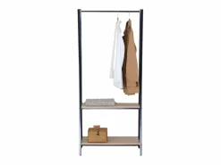 Clearance Burro de ropa 2 estantes melamina y metal roble cambrian negro 64x150x40 cm Burro Para Ropa