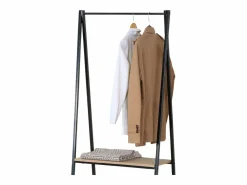 Clearance Burro de ropa 2 estantes melamina y metal roble cambrian negro 64x150x40 cm Burro Para Ropa