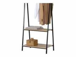Clearance Burro de ropa 2 estantes melamina y metal roble cambrian negro 64x150x40 cm Burro Para Ropa