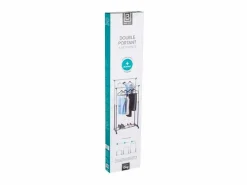 Clearance Burro perchero 2 barras extensibles con ruedas 110x80x43 cm Burro Para Ropa