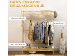 Discount Burro perchero River 2 estantes + 2 ganchos natural 139x114x40 cm Burro Para Ropa
