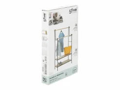 Clearance Burro Ropa Doble con 2 Estantes y Barras y Roble Claro 96x164 cm Burro Para Ropa
