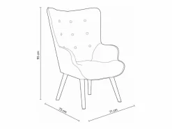 Clearance Butaca de 95x71x75 cm con reposabrazos en color turquesa y patas de madera negras Dakota Sillón Escandinavo