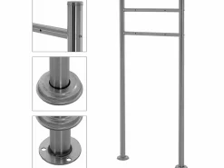 ML-DESIGN Buzón antracita con mármol exterior con soporte 120 cm compartimento periódicos