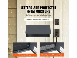 Outlet Buzón Con Llave a Través de la Puerta SucceBuy, Cerradura de Combinación, Gris Oscuro – Almacenamiento Seguro y Elegante del Correo Negro