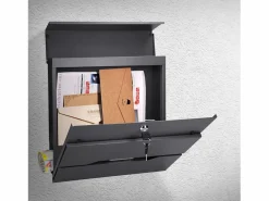 ML-DESIGN Buzón correos acero antracita casillero para portal caja de periódico 2 llaves