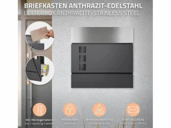 Online ECD Germany Buzón correos de pie antracita/plata casillero periódicos cartas soporte 120cm Gris antracita