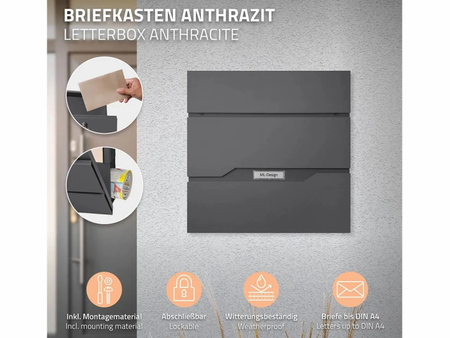 Sale ML-DESIGN Buzón correos en pie antracita casillero depósito periódico cartas soporte 170cm Gris antracita
