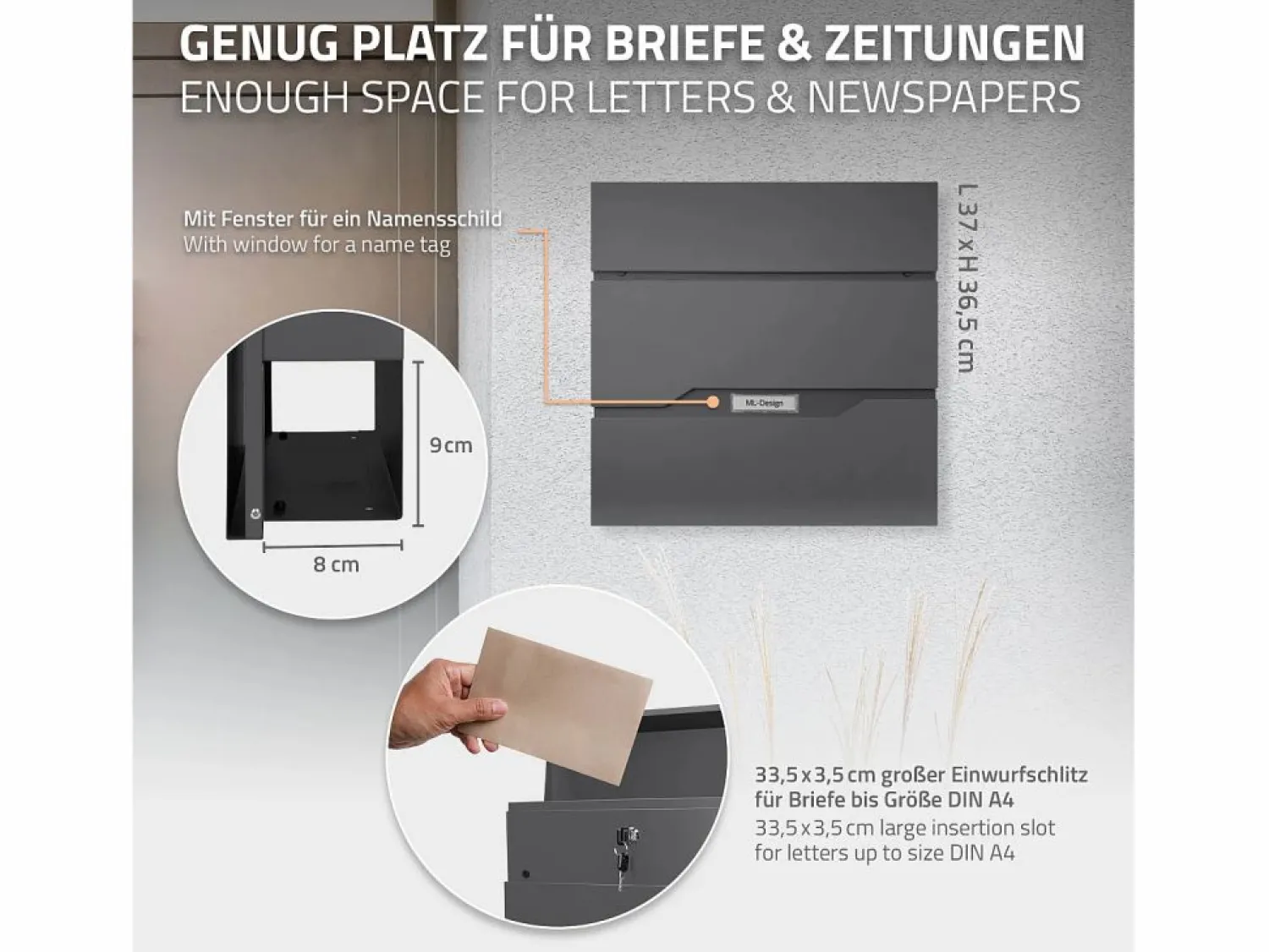 Sale ML-DESIGN Buzón correos en pie antracita casillero depósito periódico cartas soporte 170cm Gris antracita
