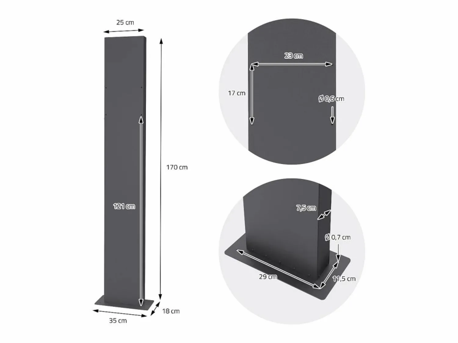 Sale ML-DESIGN Buzón correos en pie antracita casillero depósito periódico cartas soporte 170cm Gris antracita