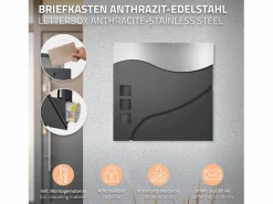ECD Germany Buzón correos pie antracita/plata casillero periódico soporte antracita 2 llaves