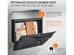 ECD Germany Buzón correos pie antracita/plata casillero periódico soporte antracita 2 llaves