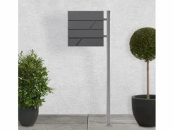 Outlet ML-DESIGN Buzón de acero inoxidable antracita de correo periodicos + poste 120cm plata Gris antracita