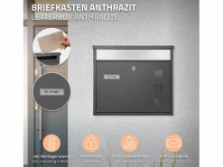 Outlet Buzón de acero inoxidable antracita moderno casillero de correo + soporte 120 cm Buzón