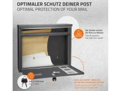 Sale ML-DESIGN Buzón de acero inoxidable antracita moderno casillero de correo + soporte 170 cm Gris antracita
