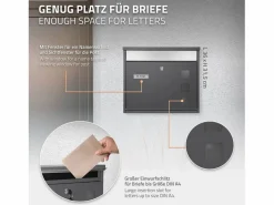 Sale ML-DESIGN Buzón de acero inoxidable antracita moderno casillero de correo + soporte 170 cm Gris antracita