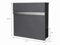 ECD Germany Buzón de acero inoxidable antracita moderno casillero de correo + poste 170cm