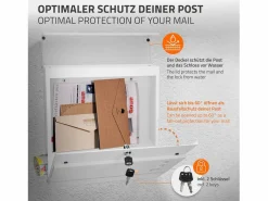 ECD Germany Buzón de correos acero casillero con compartimiento de periódico 2 llaves