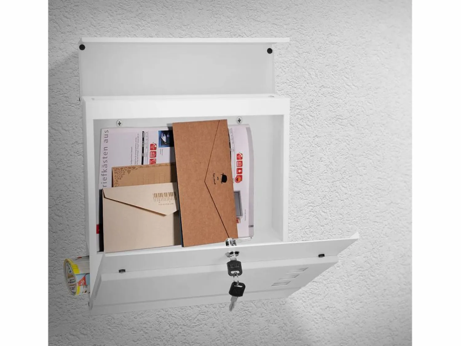 ECD Germany Buzón de correos acero casillero con compartimiento de periódico 2 llaves
