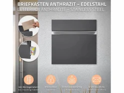 ECD Germany Buzón de correos acero casillero antracita con compartimiento de cartas 2 llaves